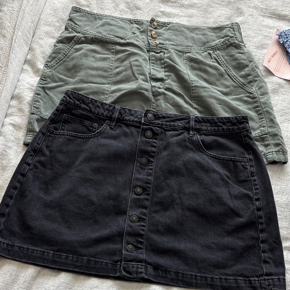 American Eagle Outfitters Black and Olive Mini Skirt Duo
